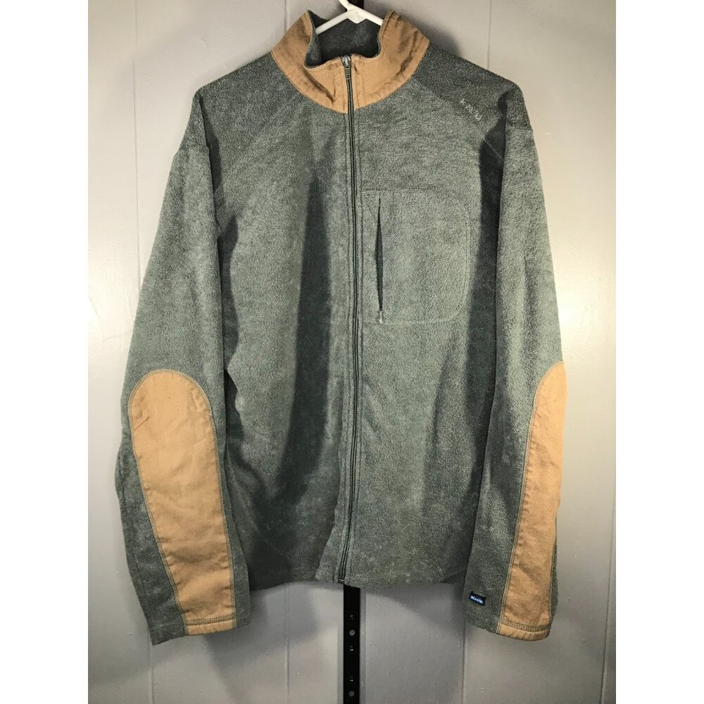 Kavu Mens full Zip Sherpa Fleece Jacket sweater Sz Large Gorpcore Outdoor Gray